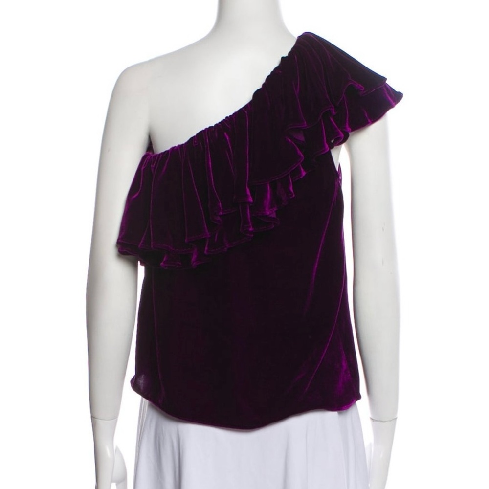 LoveShackFancy Purple Asymmetrical Ruffled Blouse - Picture 2 of 2